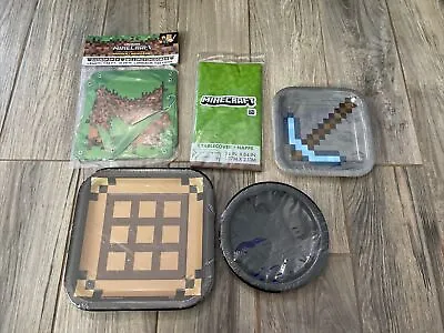 Mojang Minecraft Party Supplies Decoration 5 Items Banner/plates/tablecover • $13.99