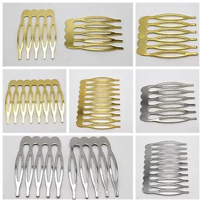 Gold Silver Blank Metal Hair Comb 56810Teeth For Bridal Hair Accessories DIY • £2.98