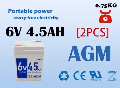 2X Reliable 6V 4.5AH Sealed Lead-Acid Battery – Long-lasting Power Supply • $34.99