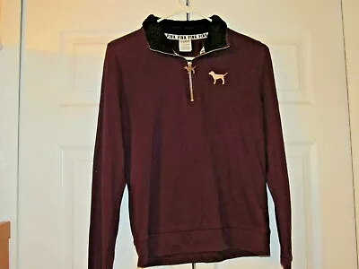 Women's Victoria Secret PINK Maroon Half Zip Shirt Size Small • $9.89