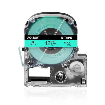 1PK Fits EPSON K-Sun 212BG 212BGPX 12mm Tape Black On Green Label 0.47  • $6.99