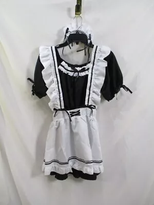 Anime Maid Costume Womens 2XL Dress Headpiece Cuffs Black White Short Sleeve • $34.99