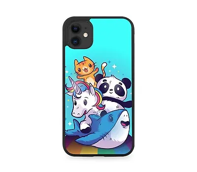 Panda Unicorn Shark And Cat On Rainbow Rubber Phone Case Colourful Girls J870 • £15.90
