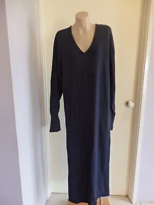 Viktoria & Woods Long Navy Merino Wool Maxi Dress Large Side Splits Sz2 (10) • $95