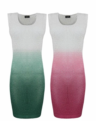 £9.99 • Buy New Womens Ladies Knitted Dip Dye Crochet Knit Beach Dress Top Jumper 8 10 12 14