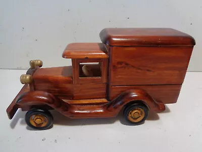 Nice Vintage Hand Made Exotic Wood Truck Jewelry / Trinket / Stash Box FREE SHIP • $27.50