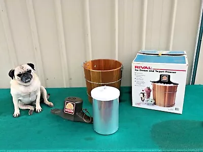 Vintage Rival Electric Ice Cream Yogurt Freezer Maker Wood Bucket 4 Qt. #8455  • $22