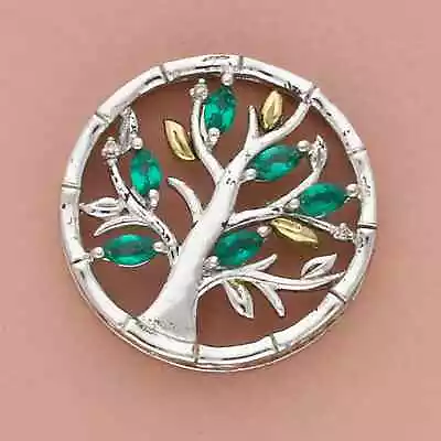 Alwand Vahan Sterling Silver & 10k Gold Emerald Tree Of Life Pendant • $72