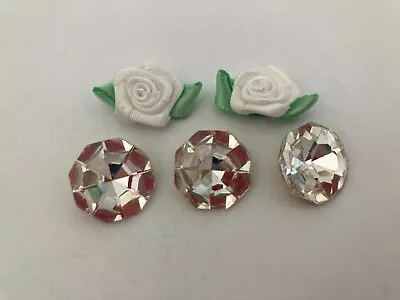 Large Vintage Rhinestone Octagon Fire Ice Czech Crystal 16mm Foiled Pack Of 3 • £4.15