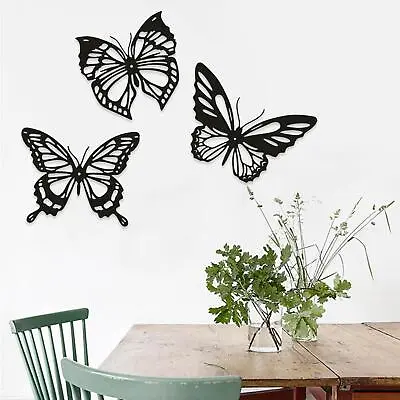 3 Count Metal Butterfly Wall Art Garden Art Lifelike Appearance Exquisite • £10.84