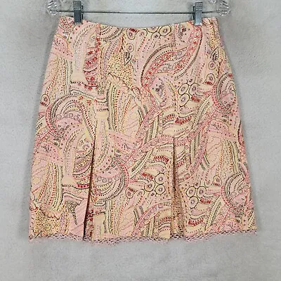 Vera Cristina Womens Skirt Size 4 Pink Paisley Silk Stretch Colorful Pencil • $13.96