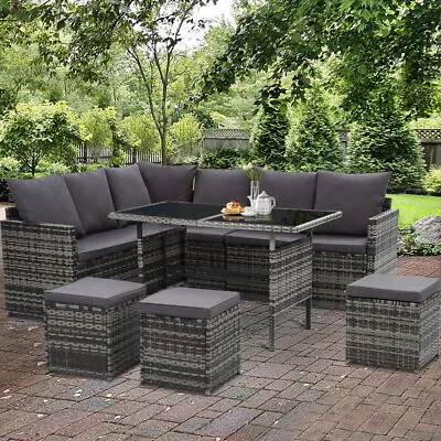 $1210.95 • Buy Patio Furniture Setting Outdoor Wicker Sofa Dinning Set Storage Cover 9 Seater