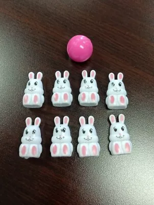 8 Tiny Easter Bunny Jacks Game With Pink Bouncy Ball Used Nice Shape Fast Ship • $9.95