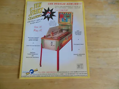 NOS Original TEN STRIKE CLASSIC Bowling  Benchmark     ARCADE GAME  FLYER • $6.89