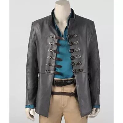 Men's Steampunk Gothic Military Genuine Lambskin Leather Belted Jacket Pea Coat • $119