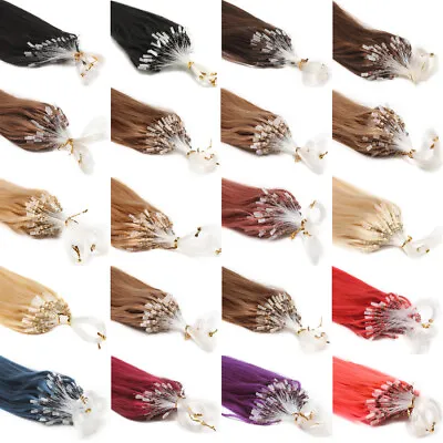 Micro Ring Beads Loop Tip Hair Extensions Micro Link 100% Remy Human Hair 100s • $28