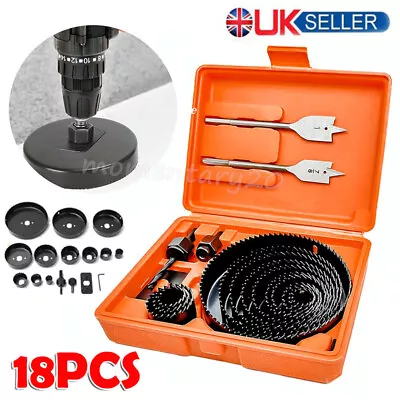 18PCS HOLE SAW CUTTER SET Round-Circular Drill Cutting Case.for Metal/Alloy/Wood • £8.99