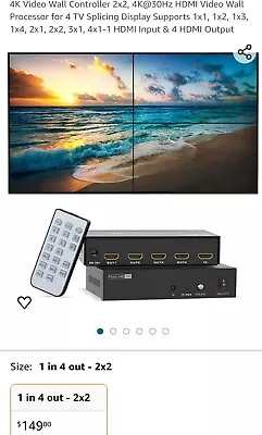 4 Port Hdmi Video Wall Splicer 4K Video Wall Controller 2x2 4K@30Hz HDMI Video  • $34.99