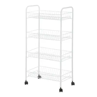 4-Shelf Steel Laundry Cart With Caster Wheels White For Adult Senior And Teen • $19.71