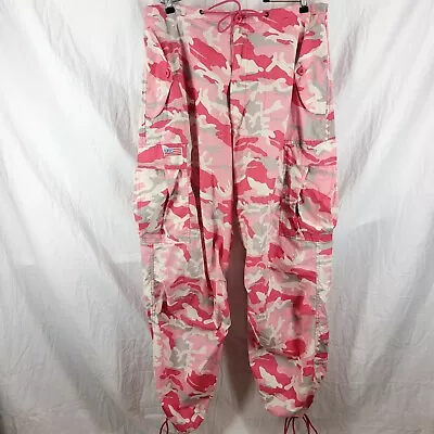 UFO Camouflage Parachute Cargo Pants Sz Medium 90s Pink Camo Raver Hip Hop Vtg • $84.99