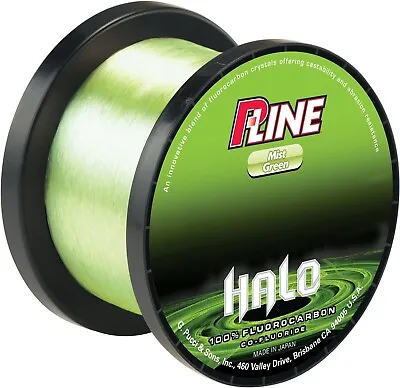 P-Line Halo 100% Fluorocarbon Mist Green Fishing Line 2000 YD Bulk Spool 2lb. • $149.99