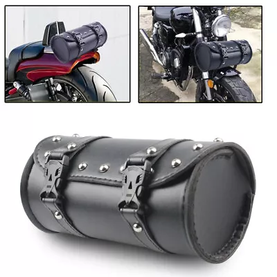 Universal Leather Motorcycle Tool Bag Fork Handlebar Saddlebag Roll Barrel Pouch • $9.81