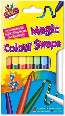 8 Colour Swap Fiber Marker Nontoxic Magic Pen School Kid Children Activity 1094 • £2.95