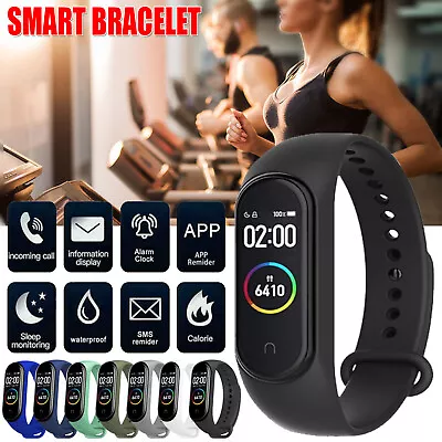 Bluetooth Smart Bracelet Fitbit Style Heart Rate Monitor Watch Pedometer Tracker • $18.99