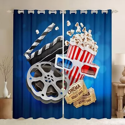 Movie Theater Decor Blackout Curtains Vintage Cinema Curtains & DrapesCinema... • $57.39