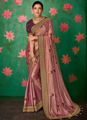 £27.99 • Buy Indian Banarasi Silk Saree Designer Bollywood Formal Wedding Party Wear Sari