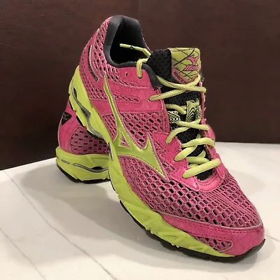 Mizuno Wave Precision 13 Pink Lime Green Running Shoes Size 7.5 • $34