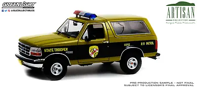 Greenlight 1/18 Maryland State Police K9 Team 1996 Ford Bronco 19113 • $50.95