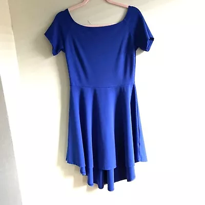 Sarin Mathews Off The Shoulder High- Low Skater Dress. Size L  Blue • $20