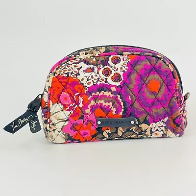 Vera Bradley Grand Travel Cosmetic Bag Floral Bursts Pattern Pink Purple 7”x4.5” • $13.99