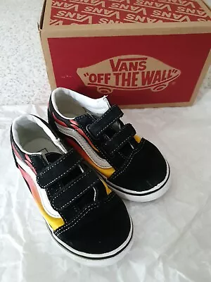 Infant Vans Trainers Size UK Size 9 Flame Black Original Box • £4