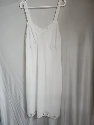 Vintage Shadowline White Color Nylon Slip Petticoat Size 424446 • $18