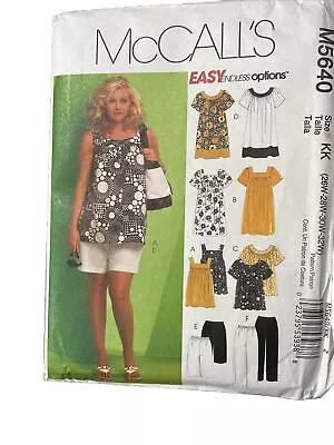 McCall's 5640 Women's Tops Dresses Shorts Capri Pants Sewing 26W-32W • $8.99