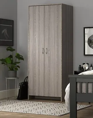 Seville 2 Door Wardrobe - Grey Oak Effect • £99.99