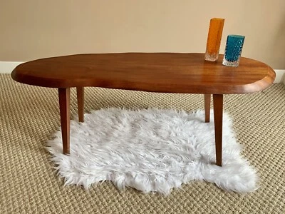 £150 • Buy Vintage MCM Slab Wood Tree Natural Organic Coffee Table Guernsey Woodcraft