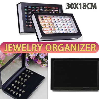 100-slot Jewelry Ring Display Organizer Case Tray Holder Earring Storage Box AU • $20.99