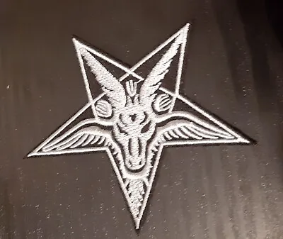 Pentagram Baphomet Sew Or Iron On Patch Wicca 5 Star Battle Vest Applique Pagan • £1.85