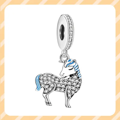 Sparkling Pave Zircon Cute Moose Dangle 925 Sterling Silver Women Bracelet Charm • $15