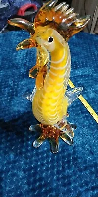 Large Glass Murano Like Rooster Heavy Ugly • $5.50