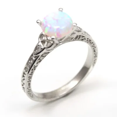 $265.27 • Buy  Trinity Knot Ring 1.5ct Unicorn Tear Opal And Diamond Sterling Silver 