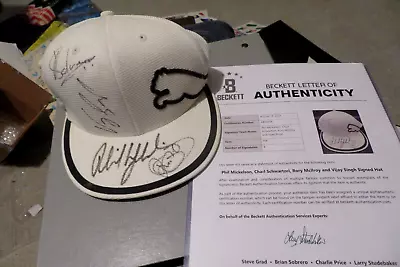 Mickelson Mcllroy Vijay Schwartzel Golf Beckett BAS Autograph Signed Hat NEW 5 • $349