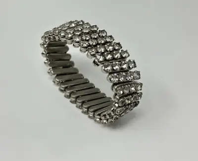 Vintage Made In JAPAN Clear Rhinestone Watch Band 6  Stretch Bracelet • $19.99