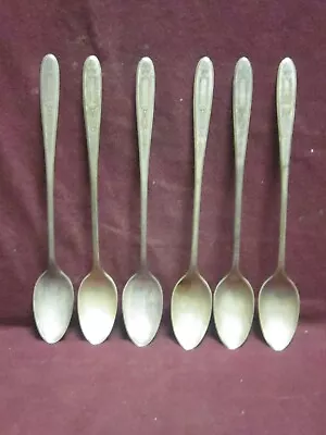 6pc 1921  Community Plate   GROSVENOR ICE TEA SPOONS 7 1/2   No Monogram • $35