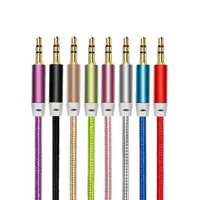 1m Strong Braided 3.5mm Jack To Jack Stereo Plug Aux Audio Auxiliary Cable Lead • £3.99