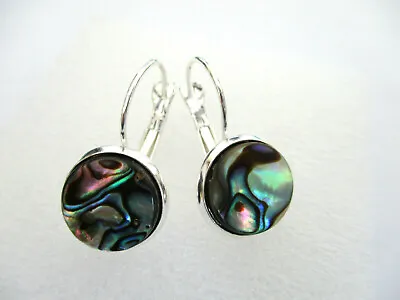 Abalone Shell Leverback Earrings. 12mm • £6.25