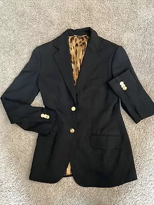 Vintage DOLCE & GABBANA Black Womens Jacket Size 46 W/ Leopard Lining *READ* • $89.99